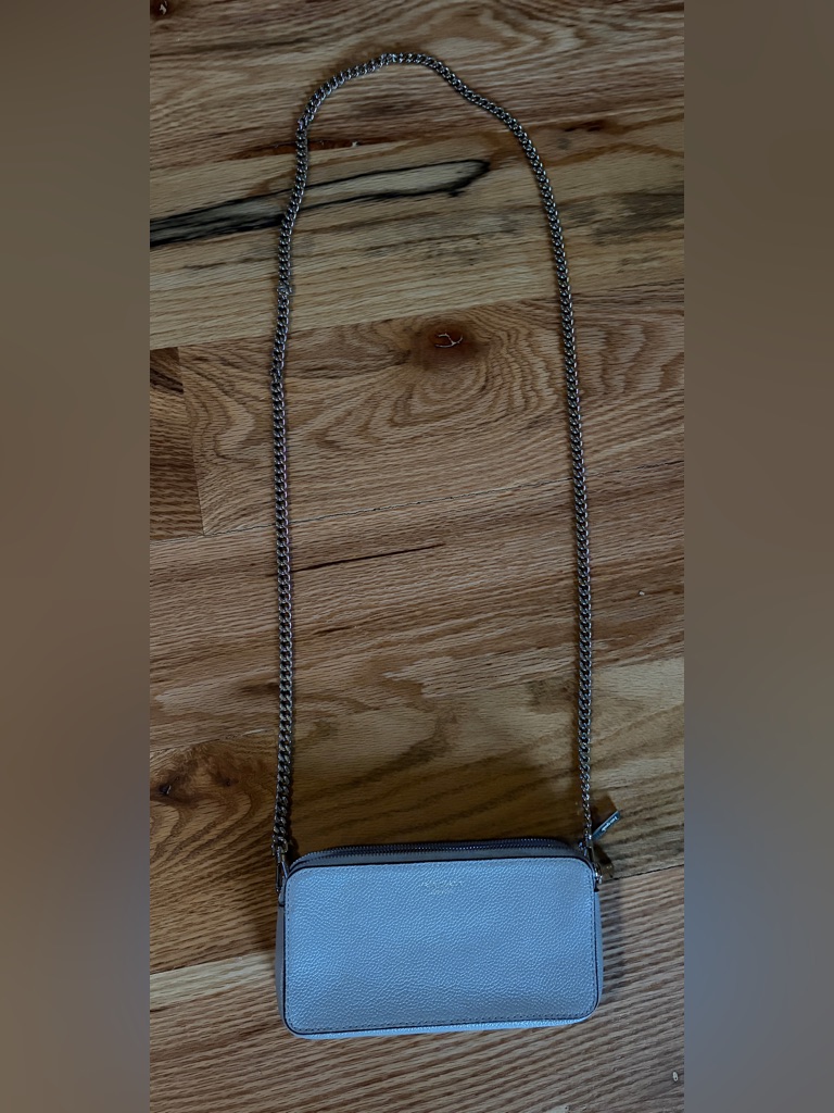Kate Spade Light Blue Pebbled Leather Crossbody With Silver Chain